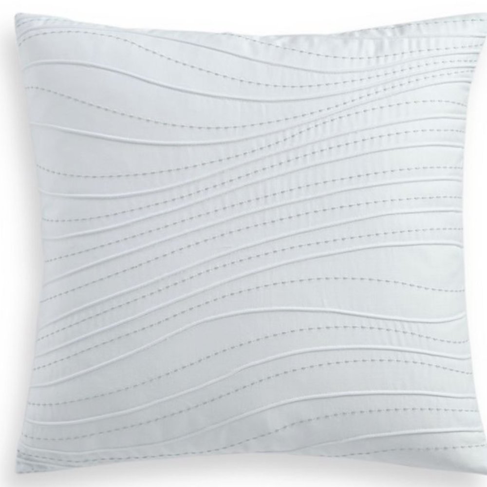 Hotel Collection Ethereal Cotton 18" Embroidered Decorative Pillow  White Teal